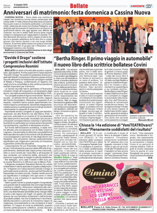 La rassegna stampa dal 4 al 10 maggio 5 Emilia Covini Bertha Ringer Il Notiziario 08 05 2026