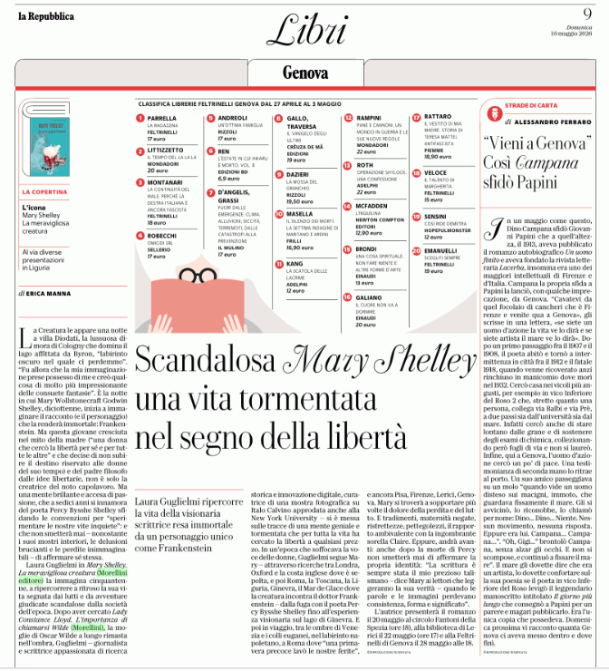 La rassegna stampa dal 4 al 10 maggio 2 Mary Shelley 10 05 2026 La Repubblica